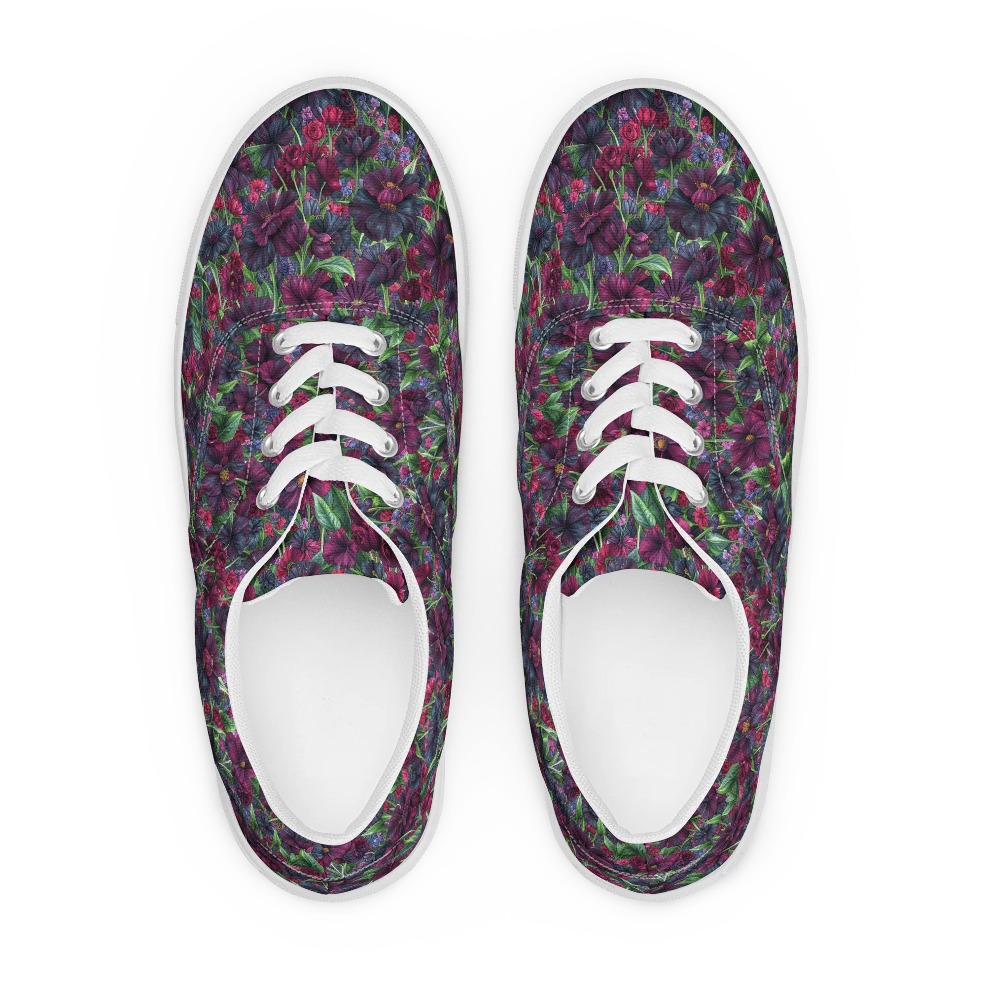 Velvet Night Garden on Men's Lace-Up Canvas Shoes — Front