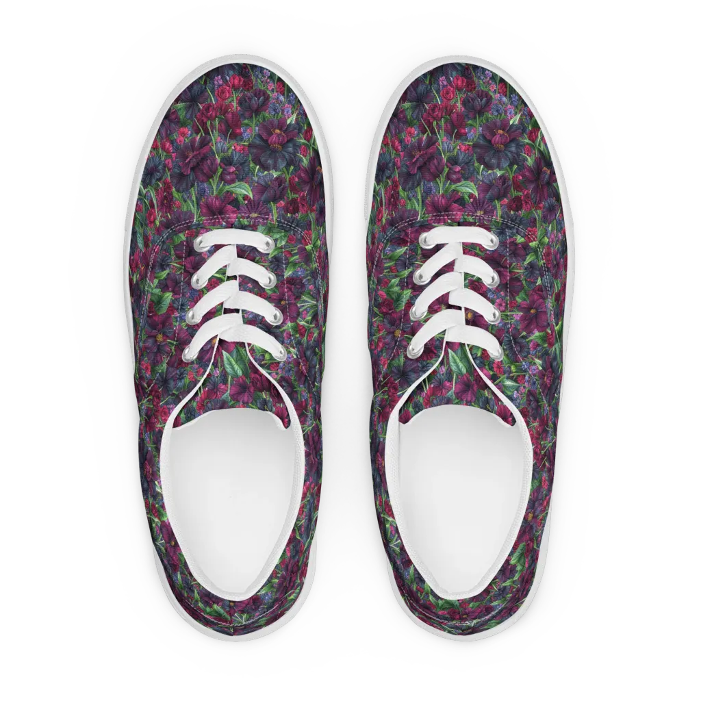 Velvet Night Garden on Men's Lace-Up Canvas Shoes — Front