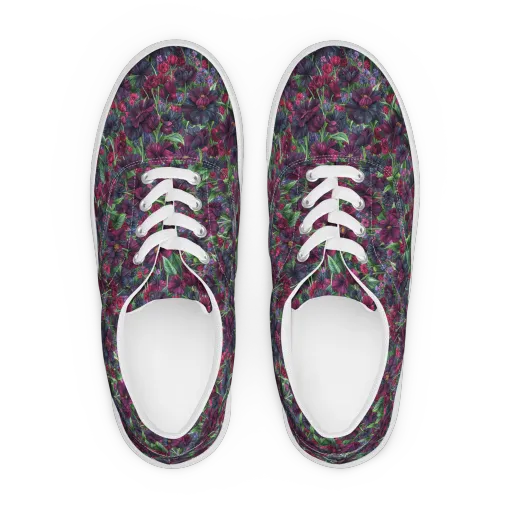 Velvet Night Garden on a Men's Lace-Up Canvas Shoes