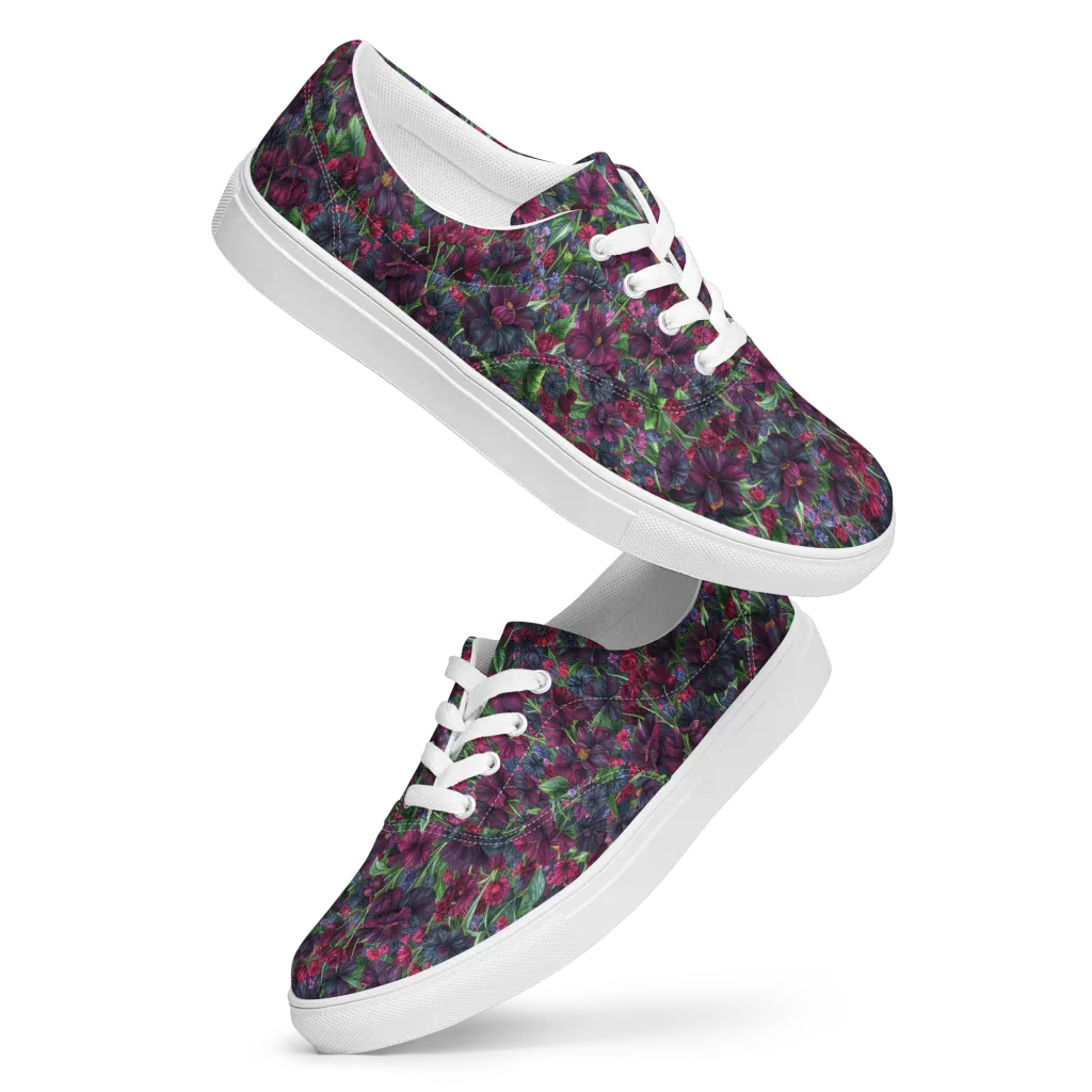 Velvet Night Garden on Men's Lace-Up Canvas Shoes — Front