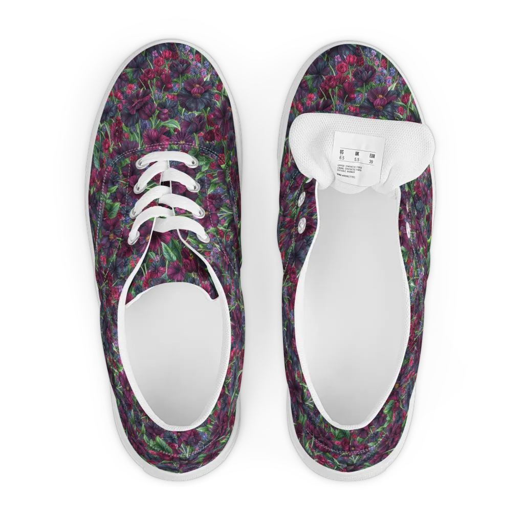 Velvet Night Garden on Men's Lace-Up Canvas Shoes — Front