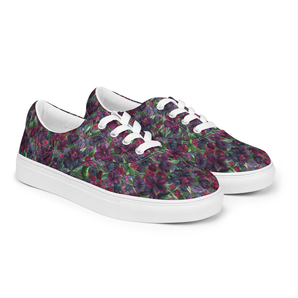 Velvet Night Garden on Men's Lace-Up Canvas Shoes — Right Front