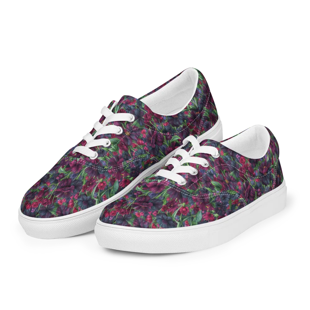 Velvet Night Garden on Men's Lace-Up Canvas Shoes — Left Front
