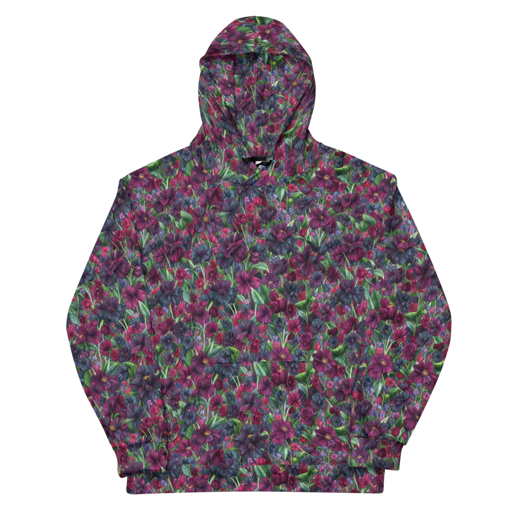Velvet Night Garden on Cotton Hoodie — Front