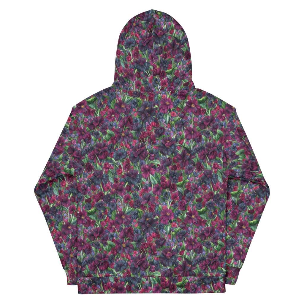 Velvet Night Garden on Cotton Hoodie — Back
