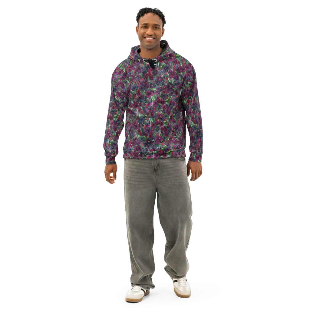 Velvet Night Garden on Cotton Hoodie — Front