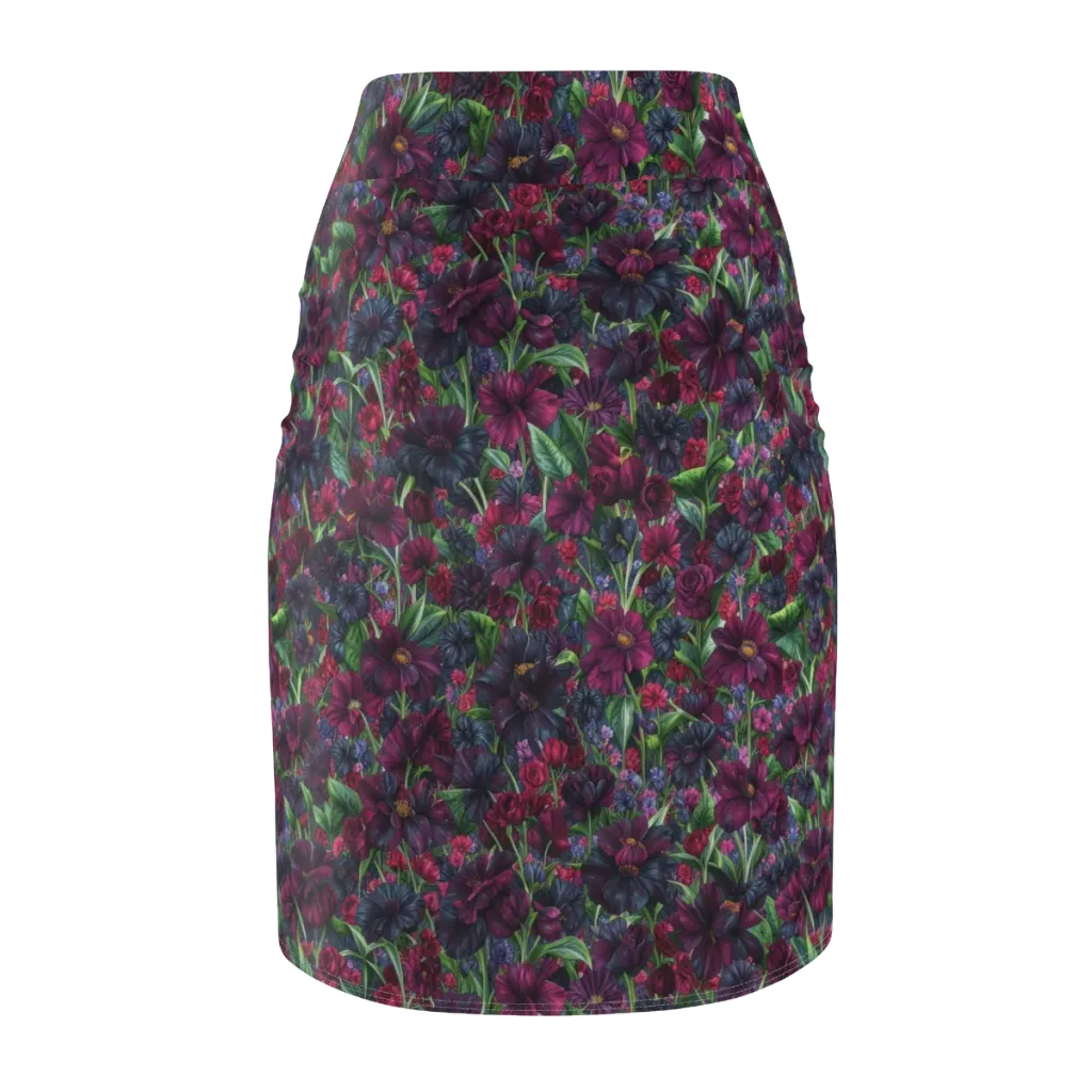Velvet Night Garden on Pencil Skirt — Back
