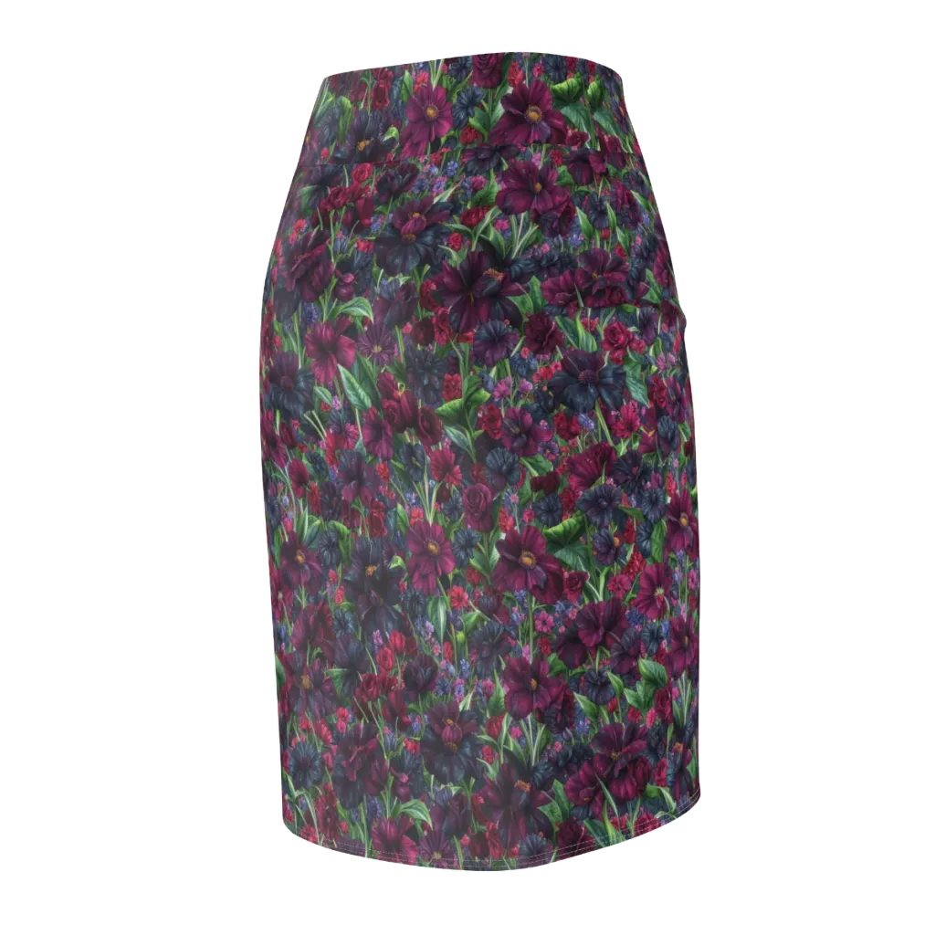 Velvet Night Garden on Pencil Skirt — Back Side