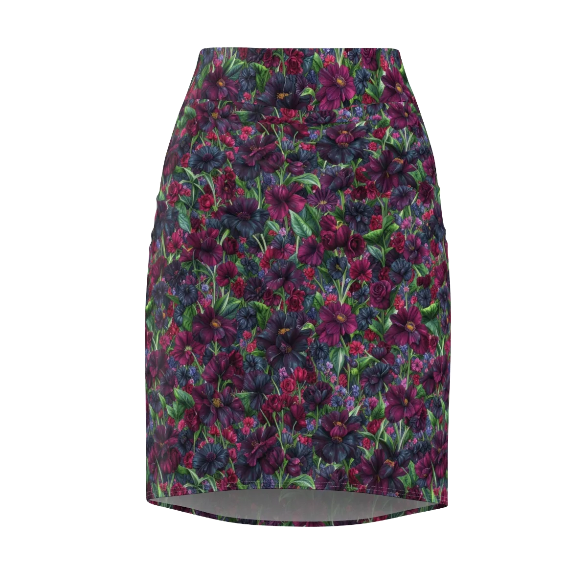 Velvet Night Garden on Pencil Skirt — Front