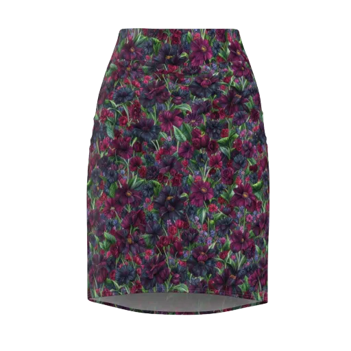 Velvet Night Garden on a Pencil Skirt