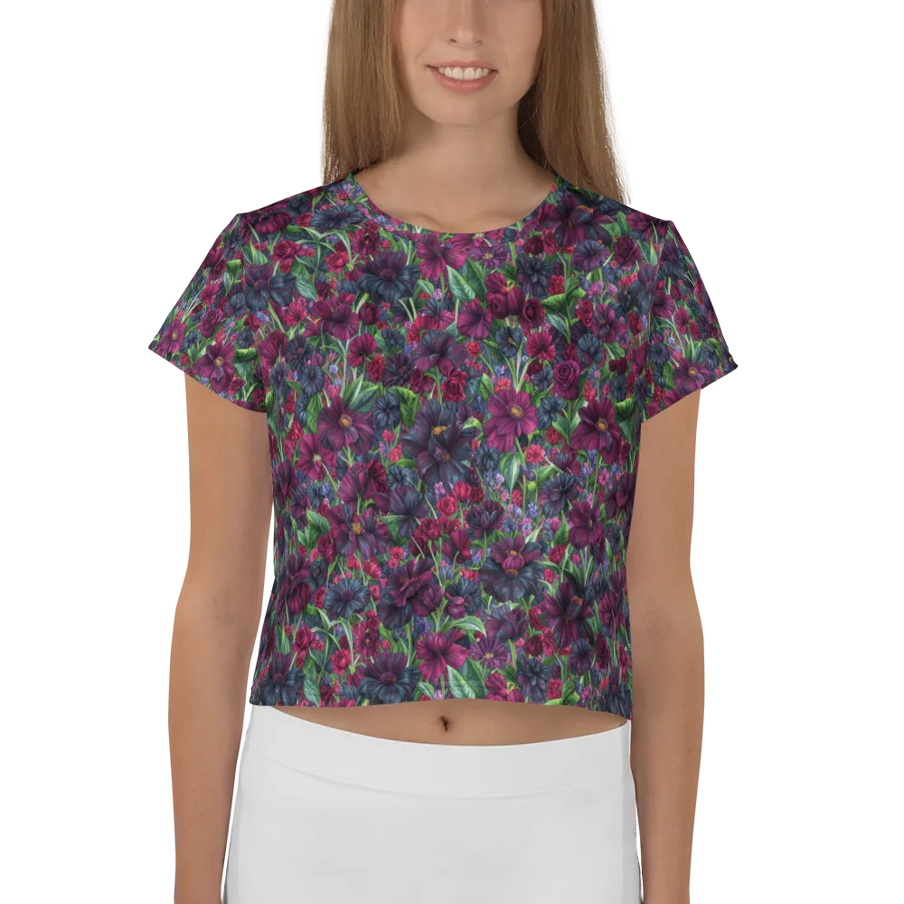 Velvet Night Garden on Crop Tee — Front