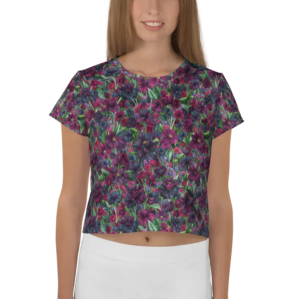 Velvet Night Garden on Crop Tee — Front