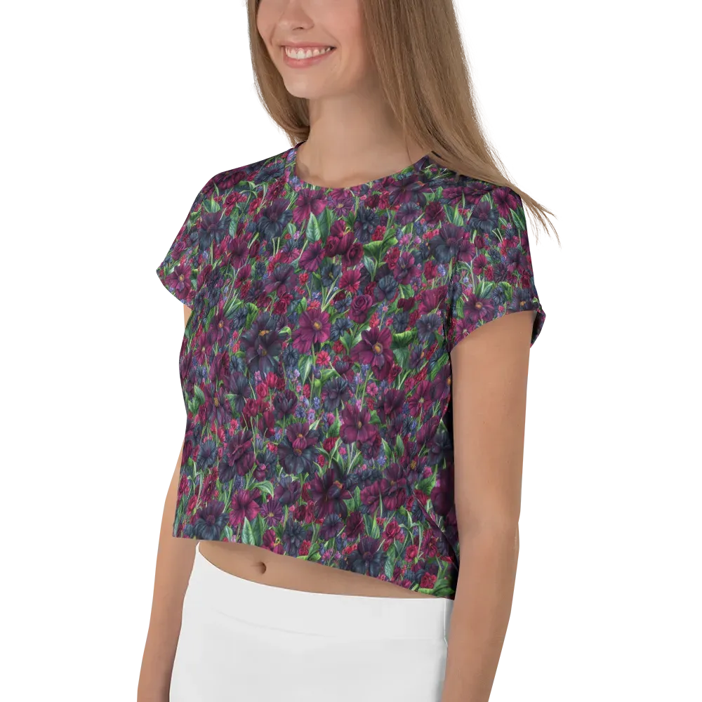 Velvet Night Garden on Crop Tee — Left
