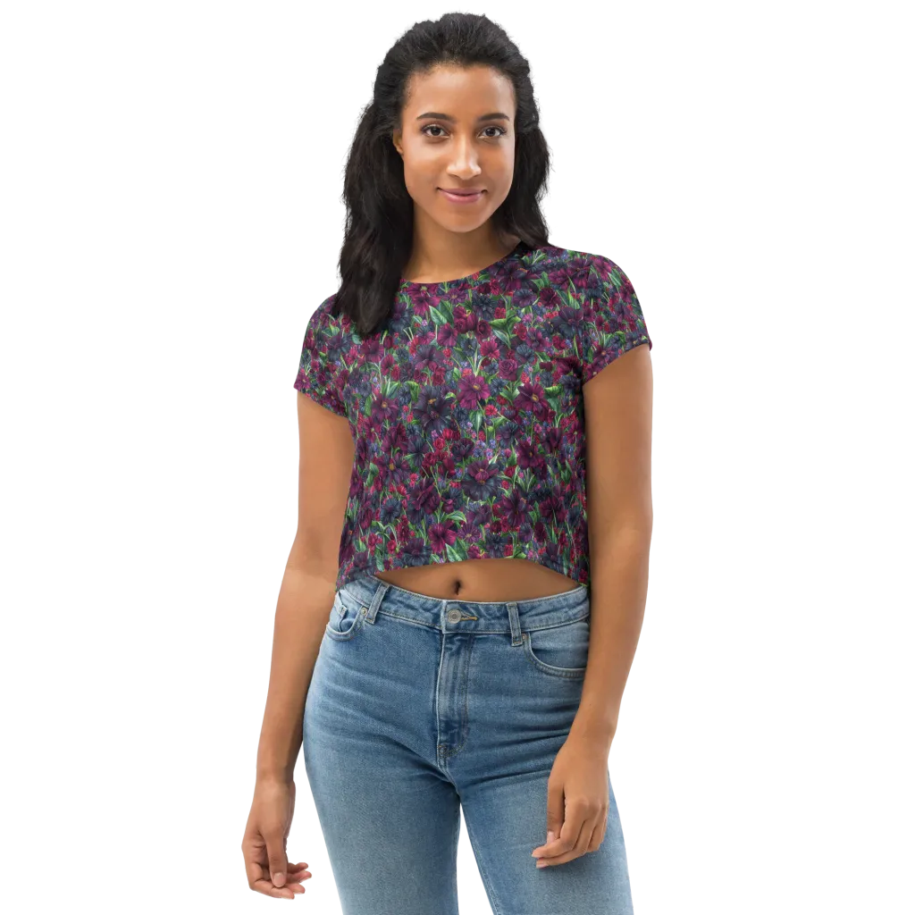 Velvet Night Garden on Crop Tee — Front