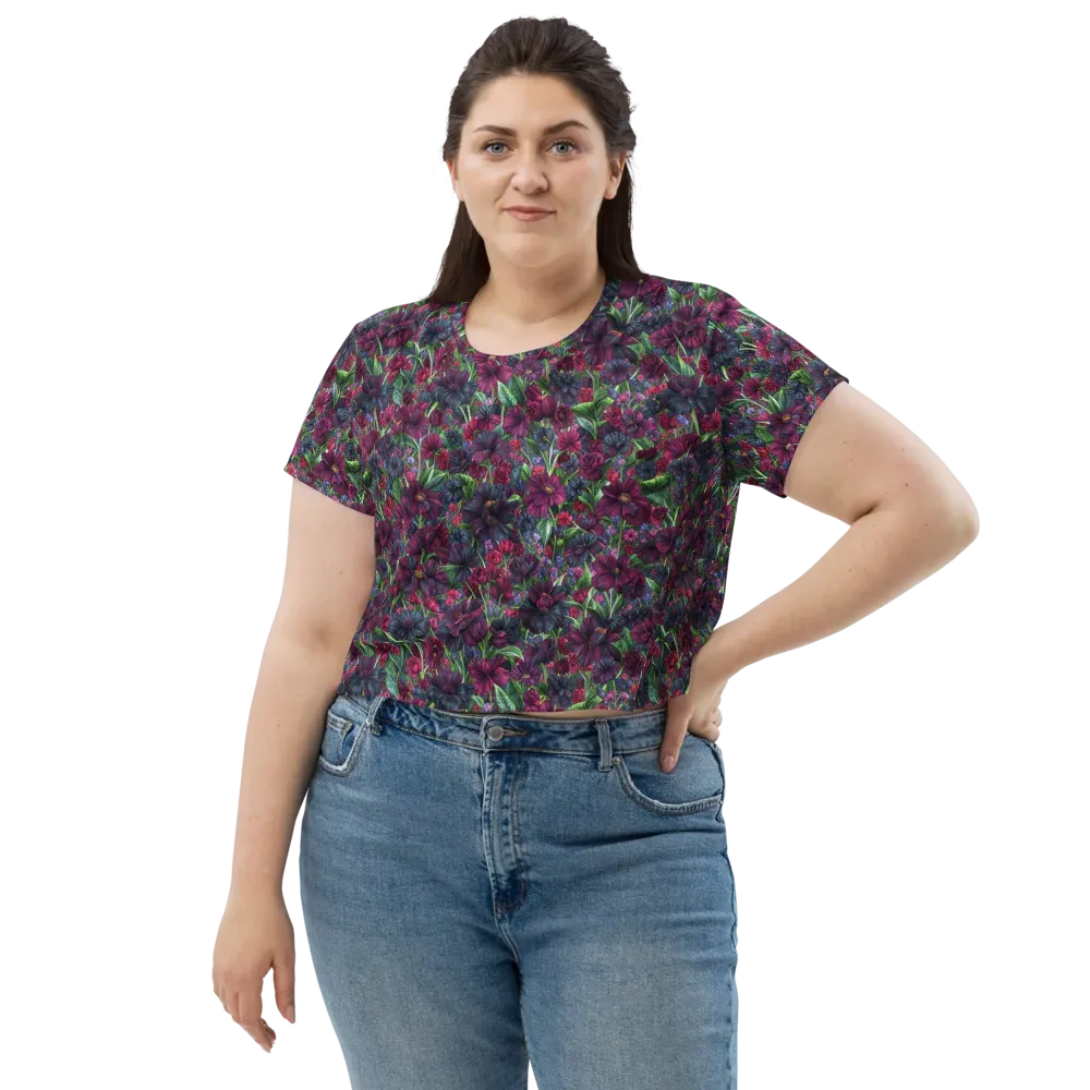 Velvet Night Garden on Crop Tee — Front