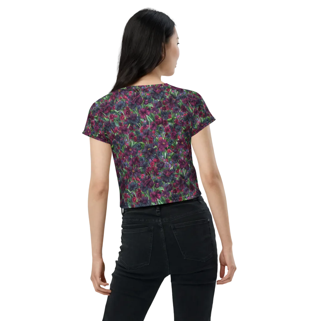 Velvet Night Garden on Crop Tee — Back