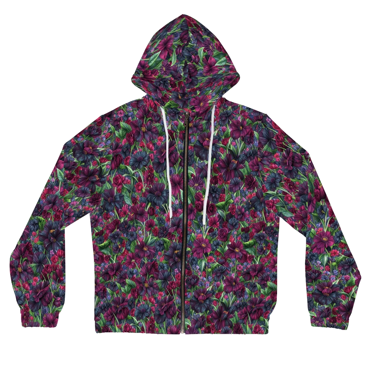 Velvet Night Garden on Women's Full-Zip Hoodie — Front