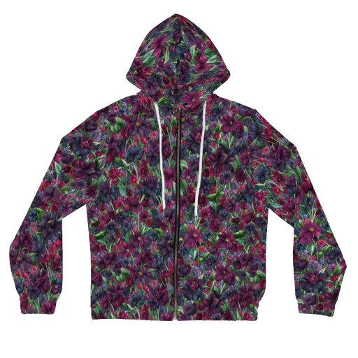 Velvet Night Garden on a Women's Full-Zip Hoodie