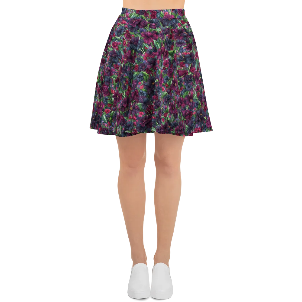 Velvet Night Garden on Skater Skirt — Front