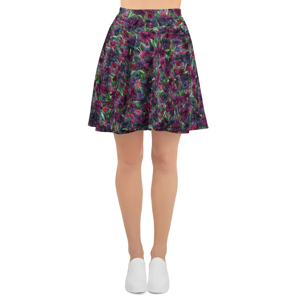 Velvet Night Garden on Skater Skirt — Front