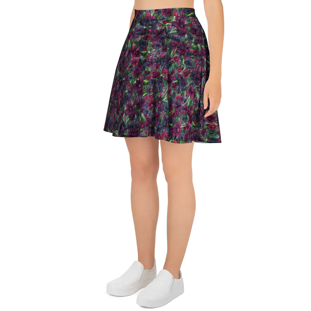 Velvet Night Garden on Skater Skirt — Left