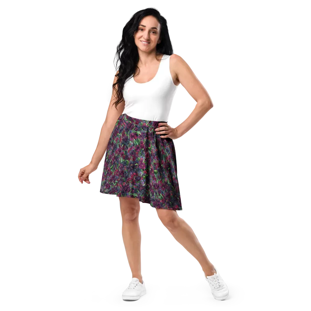 Velvet Night Garden on Skater Skirt — Front