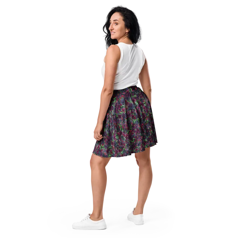Velvet Night Garden on Skater Skirt — Back