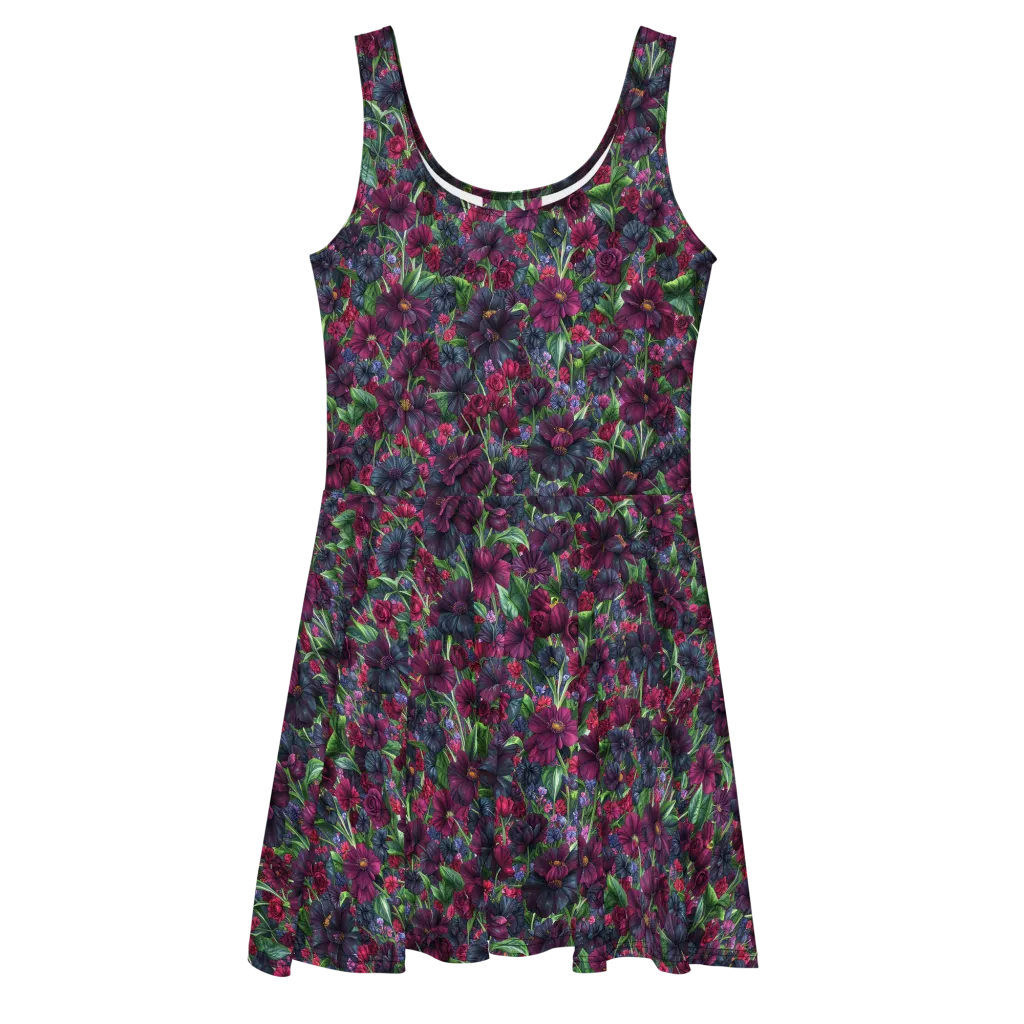 Velvet Night Garden on Skater Dress — Front