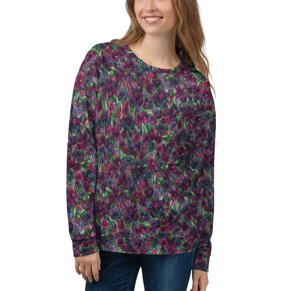 Velvet Night Garden on Sweatshirt — Front