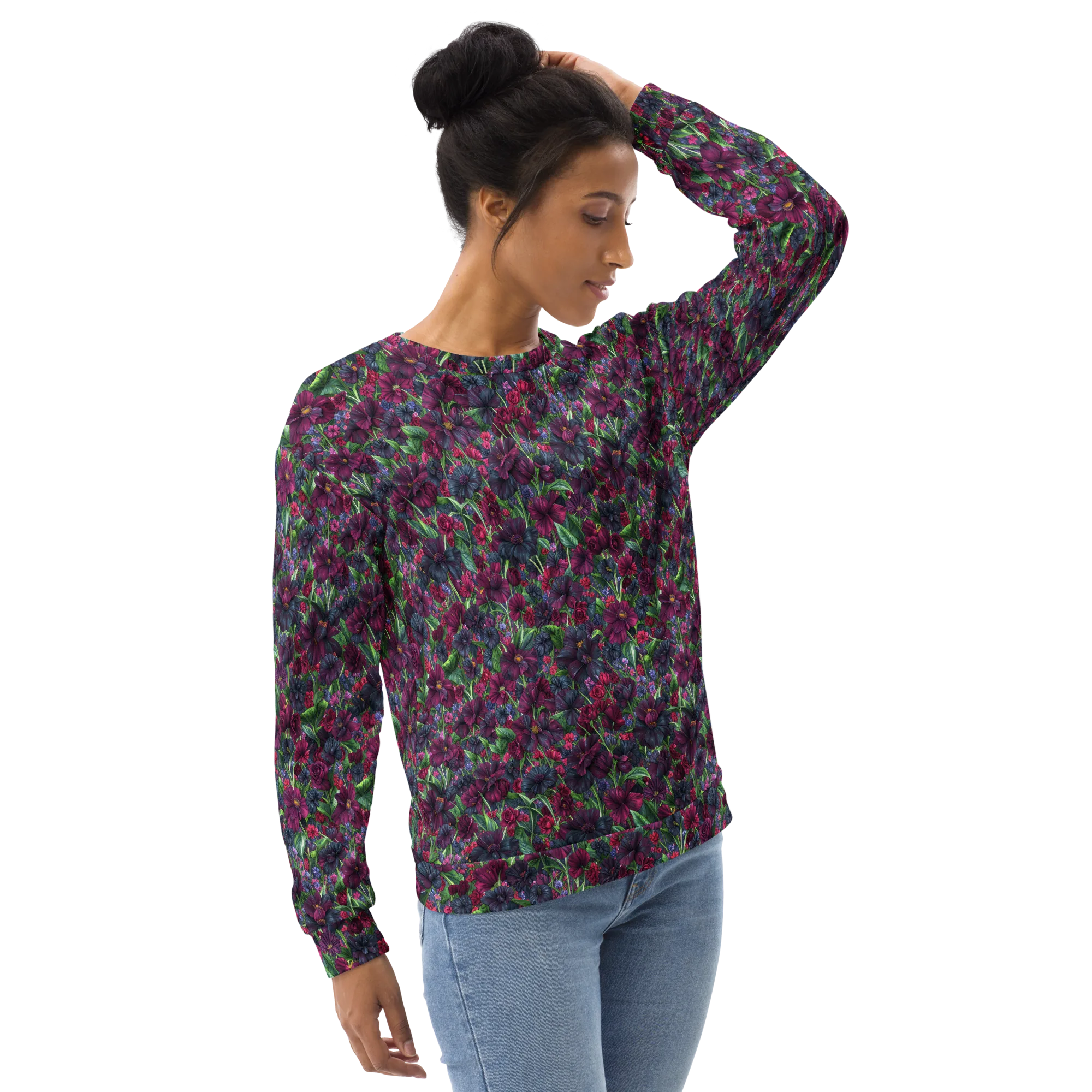 Velvet Night Garden on Sweatshirt — Right Front
