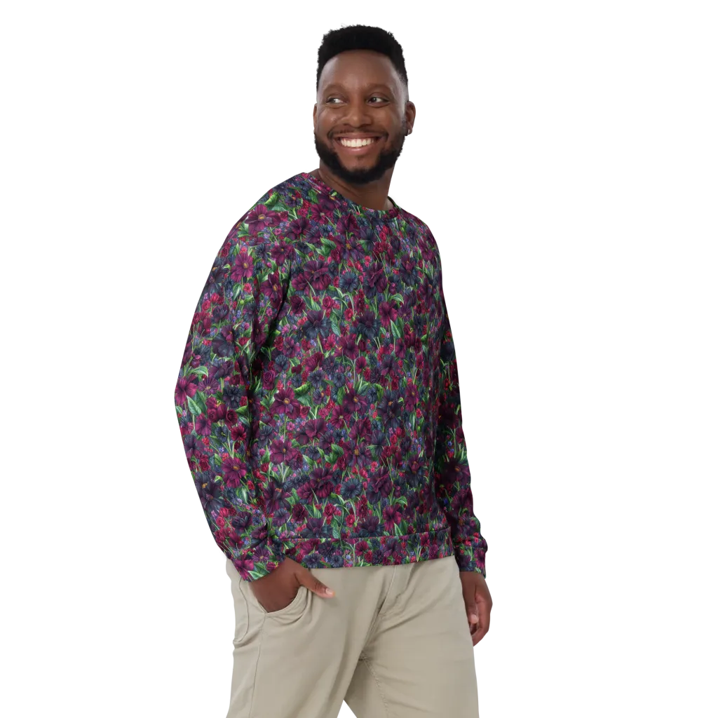 Velvet Night Garden on Sweatshirt — Front