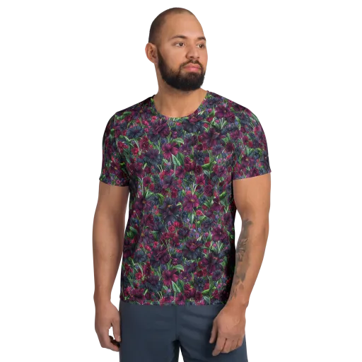 Velvet Night Garden on a Men's Athletic T-Shirt