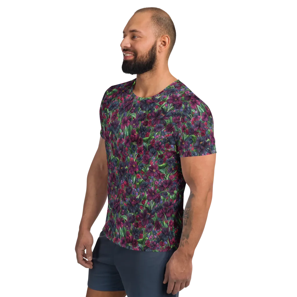 Velvet Night Garden on Men's Athletic T-Shirt — Left