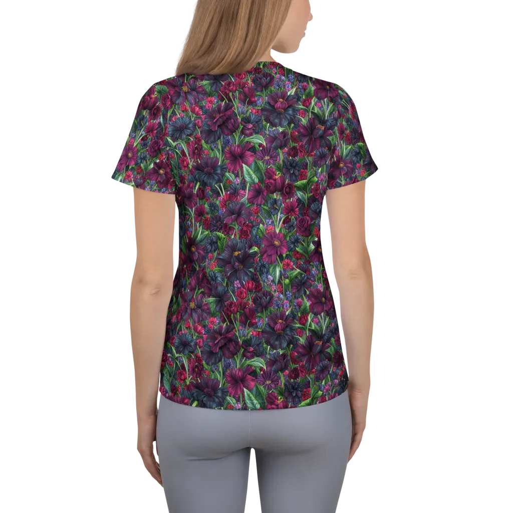 Velvet Night Garden on Women's Athletic T-Shirt — Back