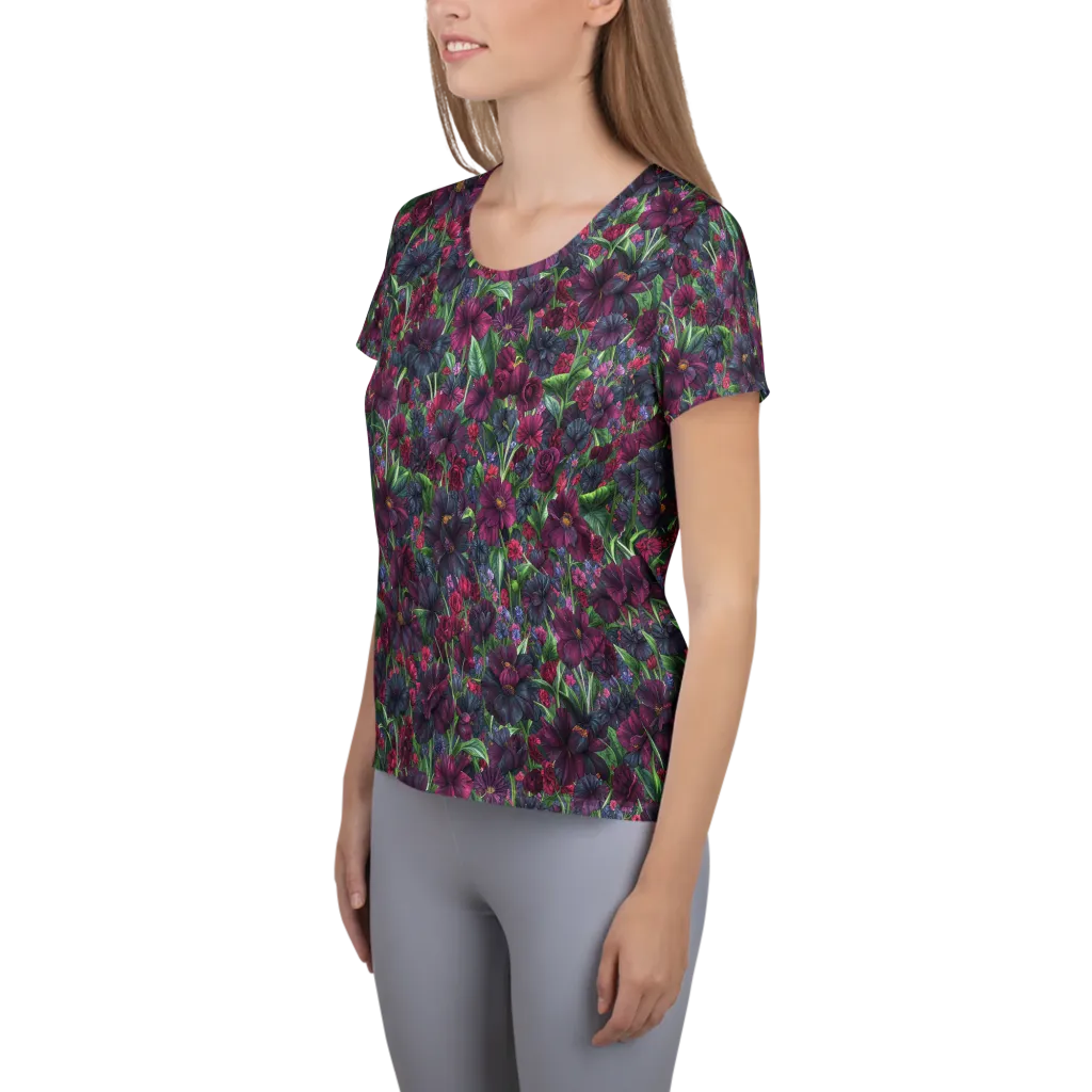 Velvet Night Garden on Women's Athletic T-Shirt — Left