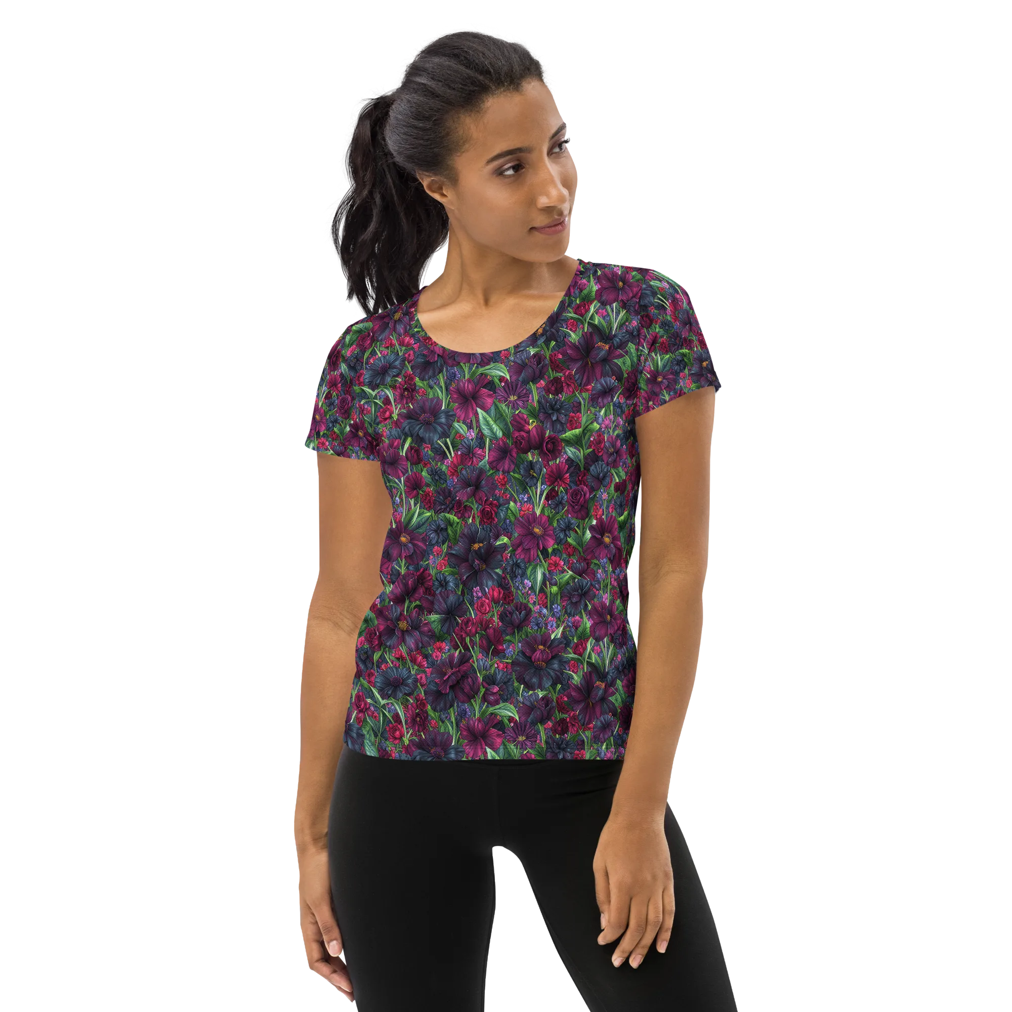 Velvet Night Garden on Women's Athletic T-Shirt — Front