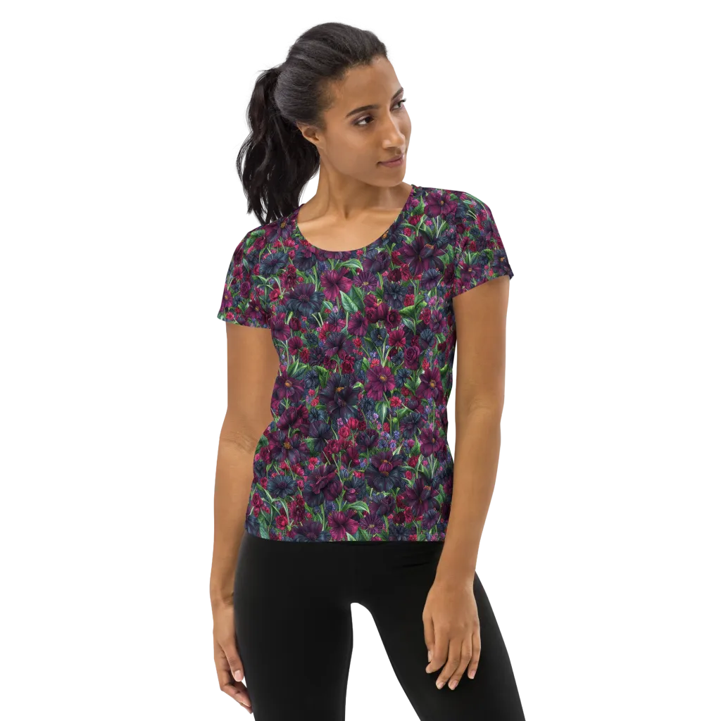 Velvet Night Garden on Women's Athletic T-Shirt — Front