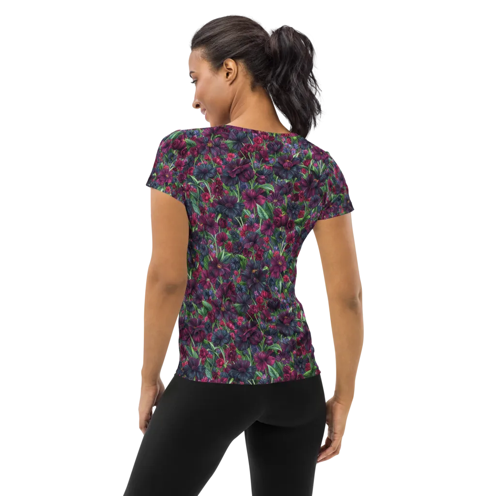Velvet Night Garden on Women's Athletic T-Shirt — Back