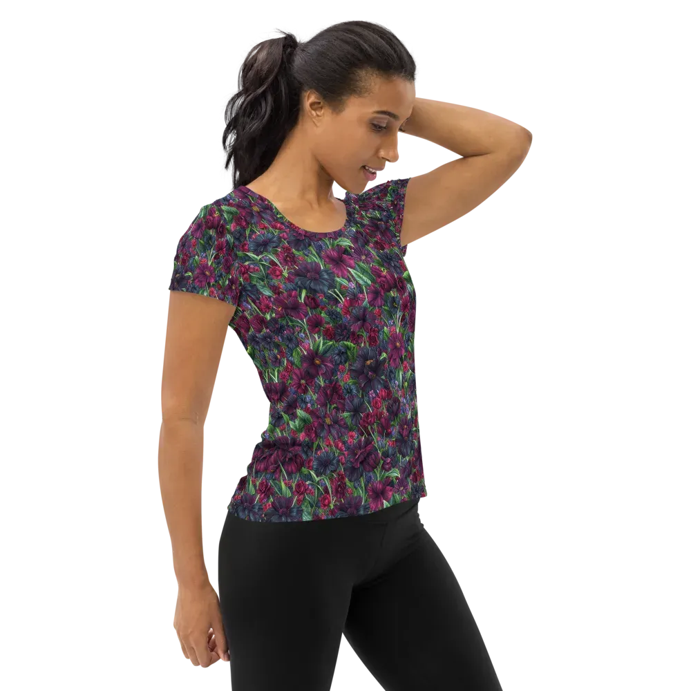 Velvet Night Garden on Women's Athletic T-Shirt — Right