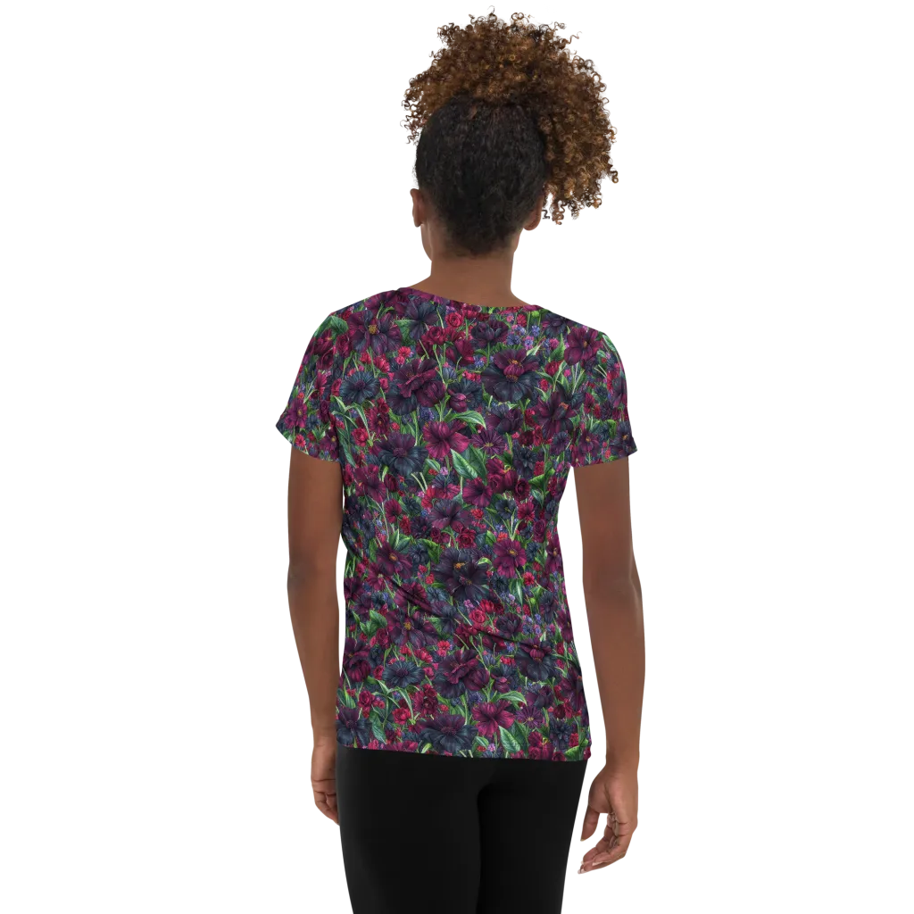 Velvet Night Garden on Women's Athletic T-Shirt — Back
