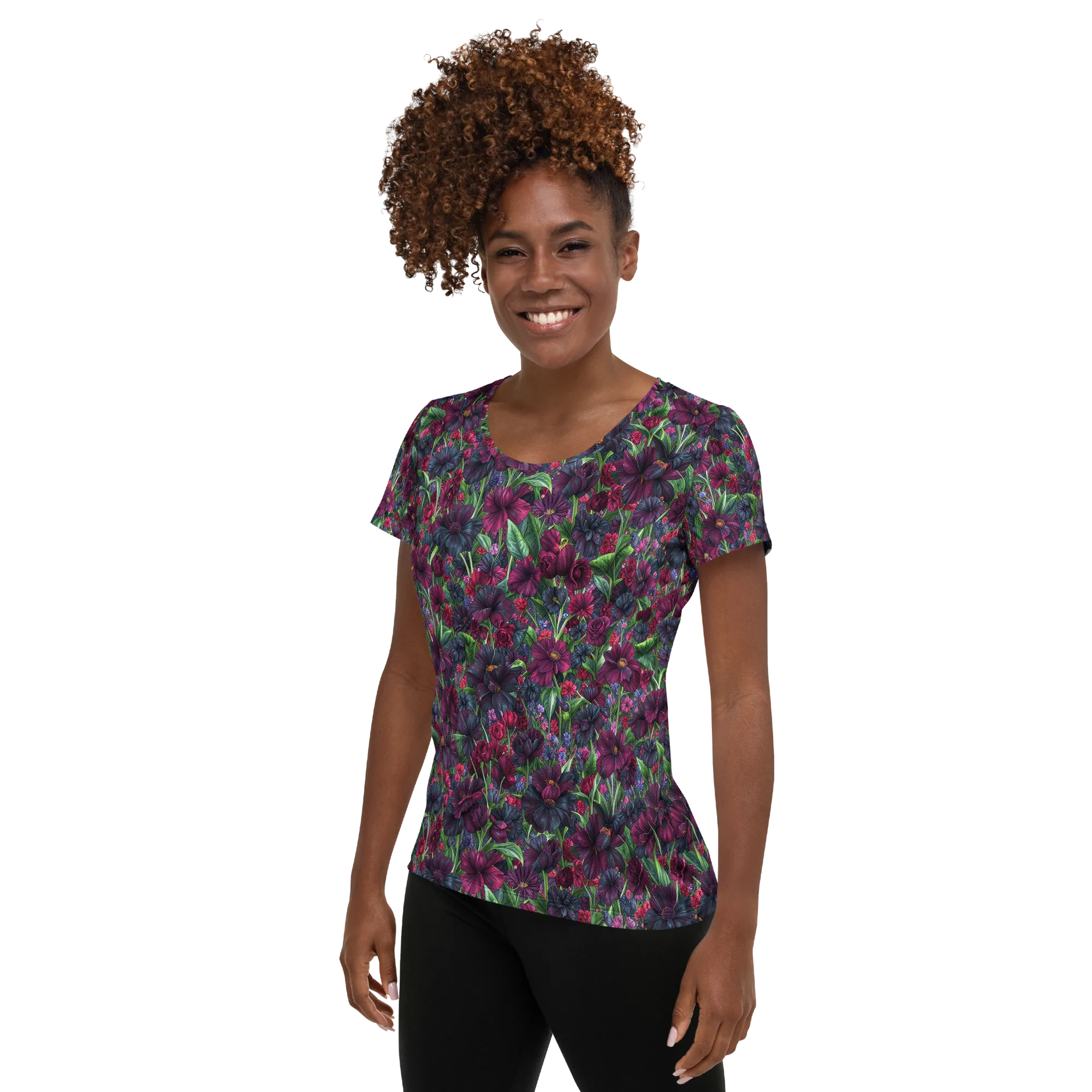Velvet Night Garden on Women's Athletic T-Shirt — Left
