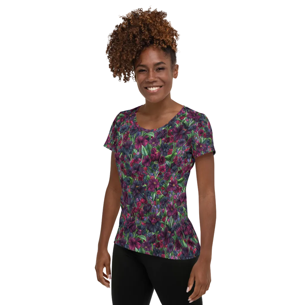 Velvet Night Garden on Women's Athletic T-Shirt — Left