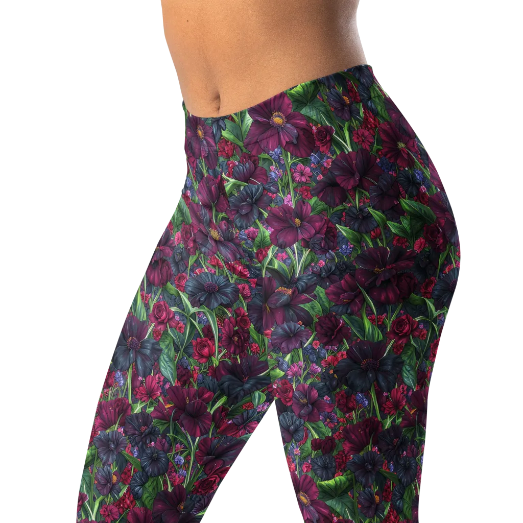 Velvet Night Garden on Leggings — Left Front