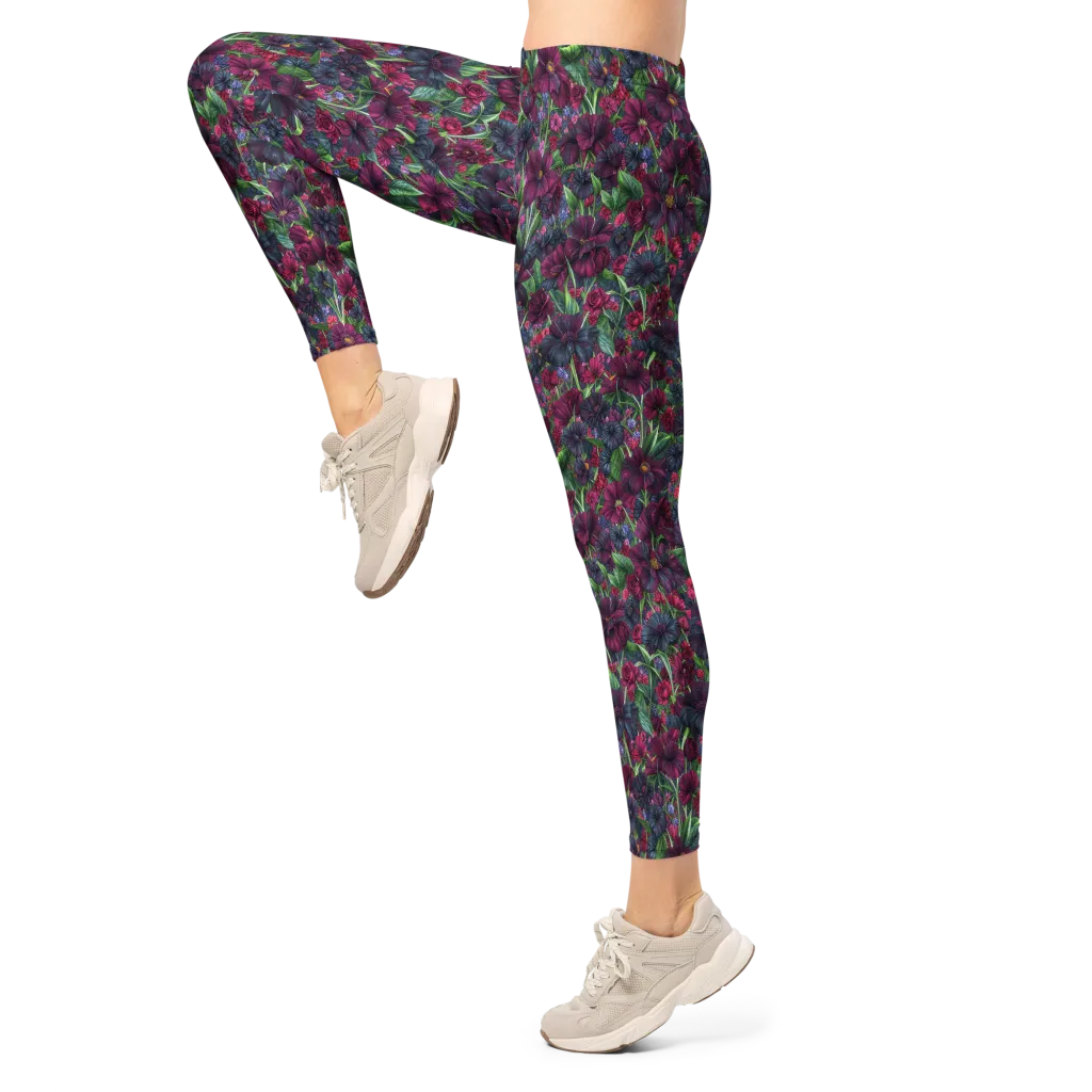 Velvet Night Garden on Leggings — Left