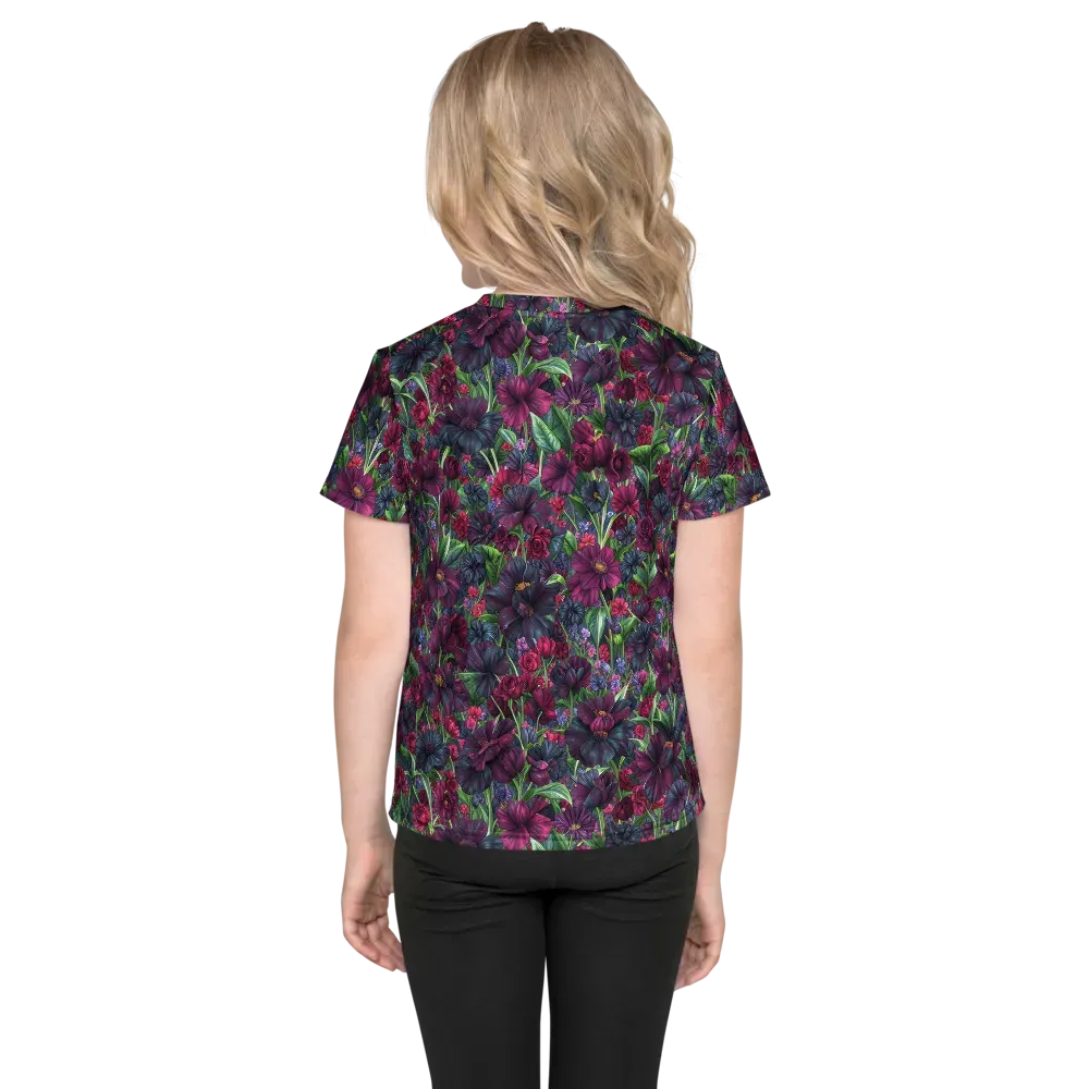 Velvet Night Garden on Kids Crew Neck T-Shirt — Back