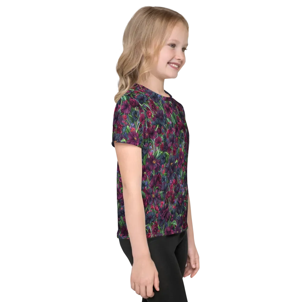 Velvet Night Garden on Kids Crew Neck T-Shirt — Right