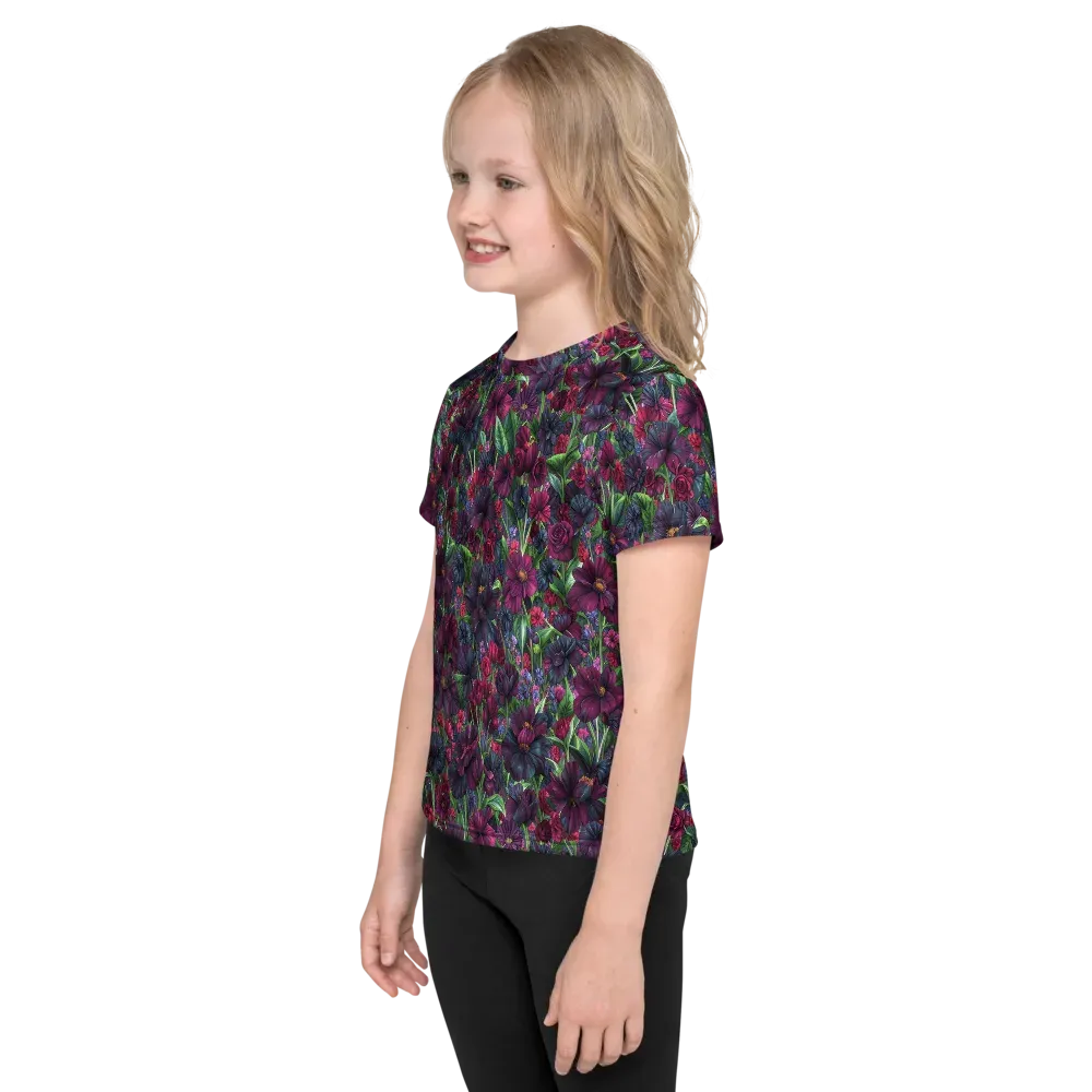 Velvet Night Garden on Kids Crew Neck T-Shirt — Left