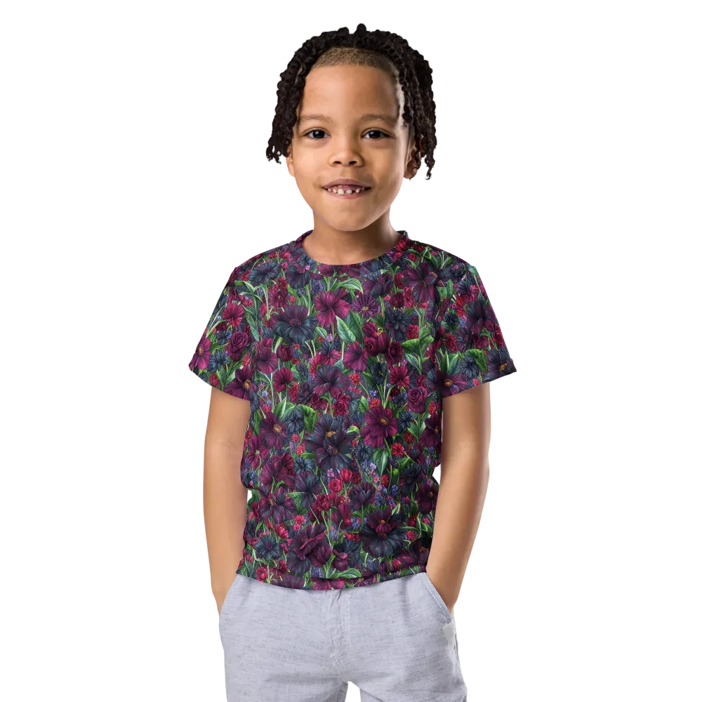 Velvet Night Garden on Kids Crew Neck T-Shirt — Front