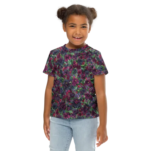 Velvet Night Garden on a Kids Crew Neck T-Shirt