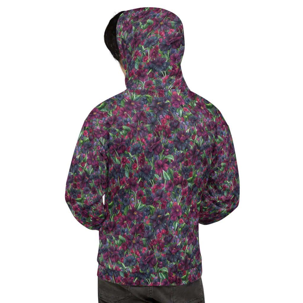 Velvet Night Garden on Hoodie — Back